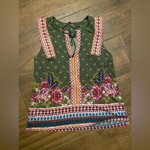 Anthropologie Sigrid olive floral top medium